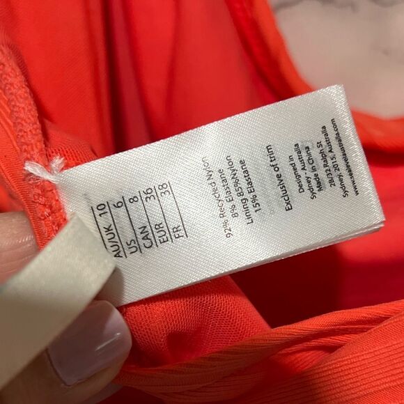 Sea Level Australia One Shoulder Vesper Wide Strap Diagonal One Piece Tangerine - Picture 8 of 14